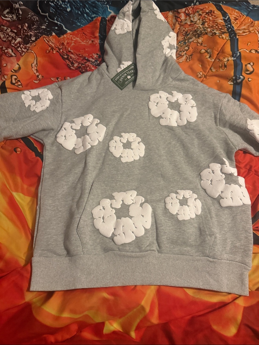 Men's Gray denim tear hoodie
